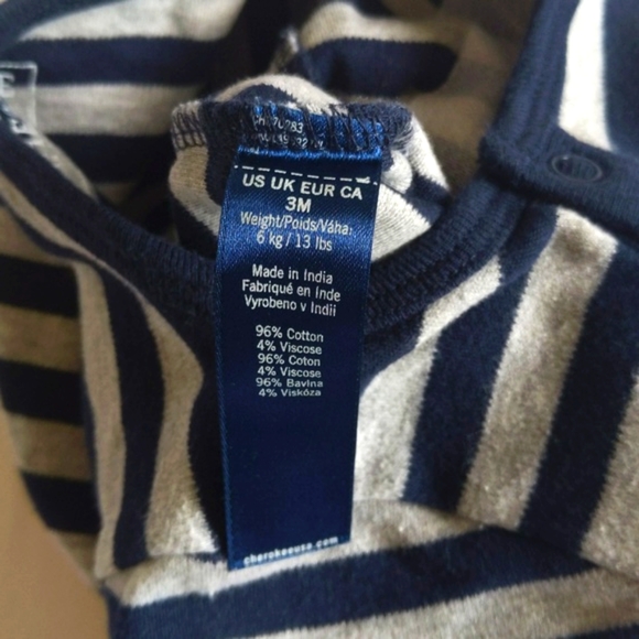 cherokee striped snap footie sleeper pajamas 3 months baby boy - Picture 6 of 6